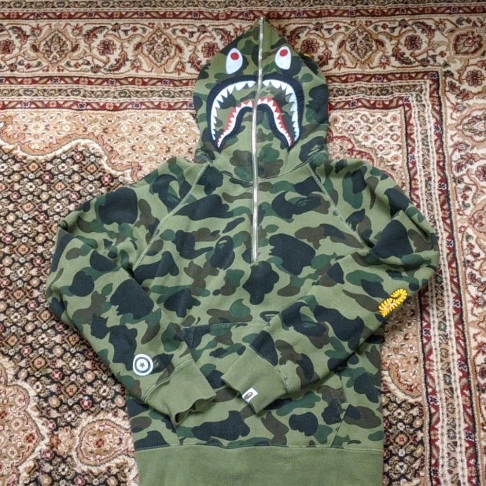 BAPE "PONR" large shark quarter zip